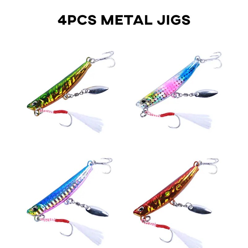 Fishing Boat Trailer - Metal Jig Spoon Fishing Lures 4pcs